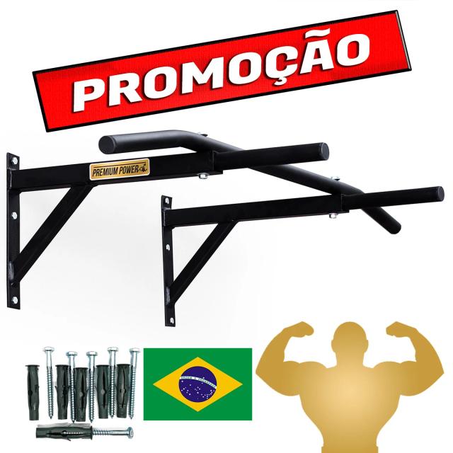 Barra Fixa para Parede Mista com Paralelas - Equipamento Fitness Profissional para Uso em Casa