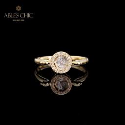 Ables Chic Bizantino Antiga Moeda de Prata Sólido Ouro 18K, Diamante 0.055ct Rubi 0.01ct Anéis Gregos Romanos, Autêntico - Image 1