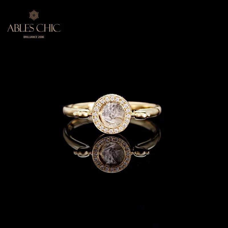 Ables Chic Bizantino Antiga Moeda de Prata Sólido Ouro 18K, Diamante 0.055ct Rubi 0.01ct Anéis Gregos Romanos, Autêntico - Image 1