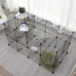 Pet cercadinho de metal cerca com porta, DIY gaiola casa para pequenos animais, gaiola dobrável, cobaias, hamster, coelho, cachorro, 36pcs - Image 3