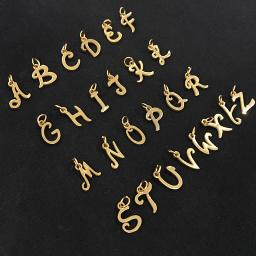 26 pçs/lote de pingentes de alfabetos iniciais de A a Z em aço inoxidável cor dourada inteiras 26 letras charme joias DIY - Image 3