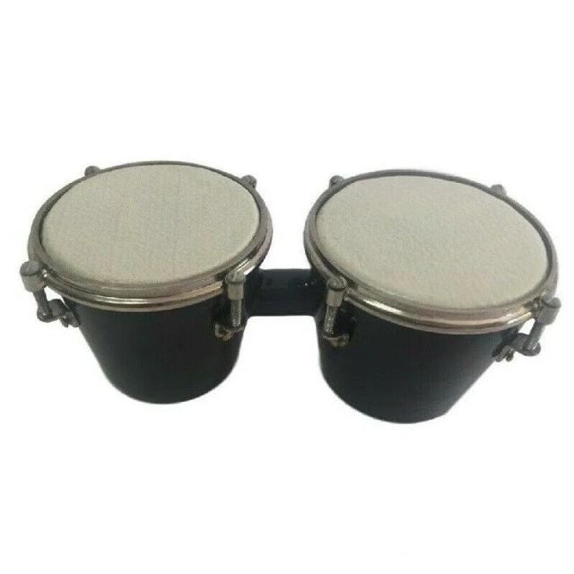 Miniatura de Bongo Salvat A07 em Metal - Réplica Perfeita de 8 cm para Decoração e Coleção de Instrumentos Musicais