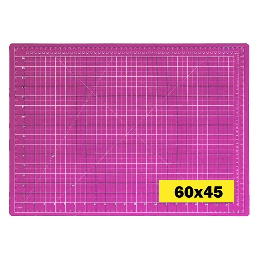 Base De Corte Dupla Face 60X45 Patchwork Scrapbook Rosa, Placa de corte, tapete de corte para artesanato e costura rosa - Image 1