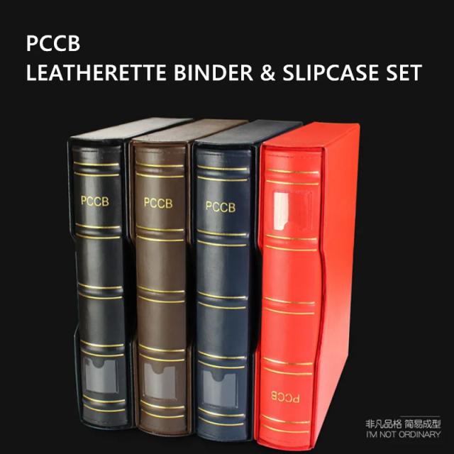 Álbum de Couro Elegante para Coleção de Selos e Moedas - Fichário Vazio PCCB MINGT com 3, 7 e 9 Buracos