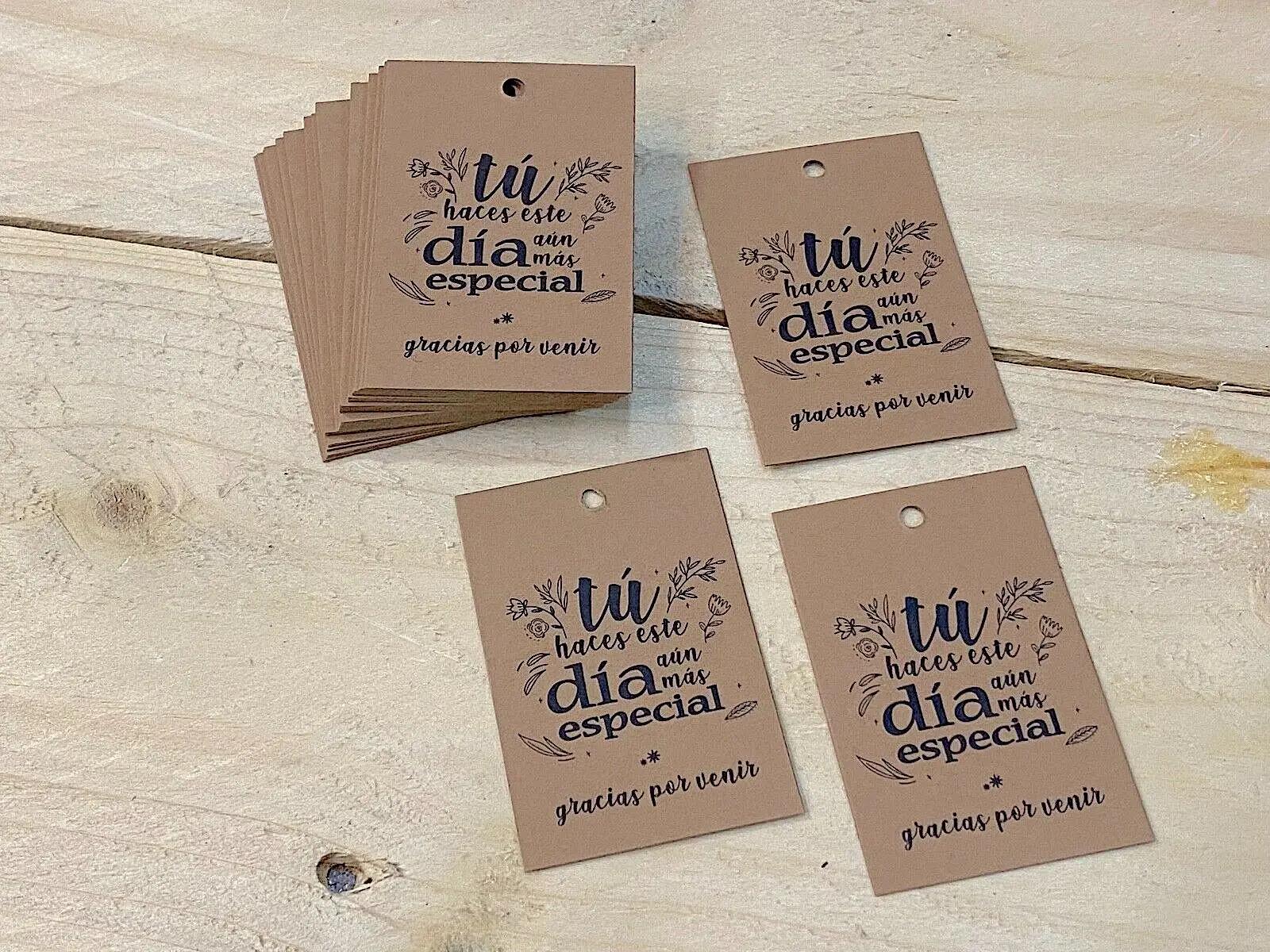 Cartões de presente para o casamento communions baptisms presentes presentes de hóspedes cartão com obrigado branco você mensagem azul kraft - Image 1