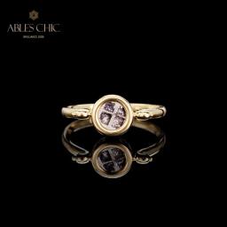 Ables Chic Bizantino Antiga Moeda de Prata Sólido Ouro 18K, Diamante 0.055ct Rubi 0.01ct Anéis Gregos Romanos, Autêntico - Image 2