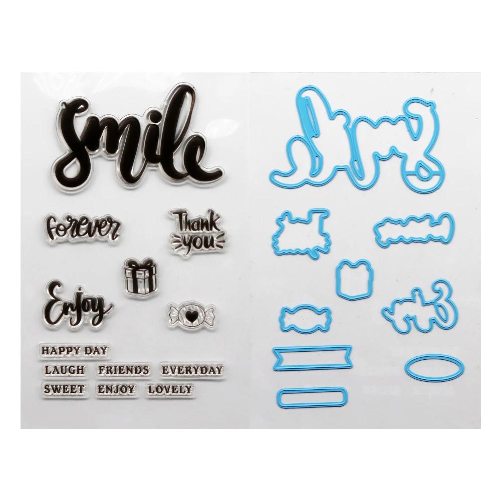 Conjunto de moldes de corte e estampagem de metal, selos de silicone para diário, para faça você mesmo, scrapbooking - Image 1