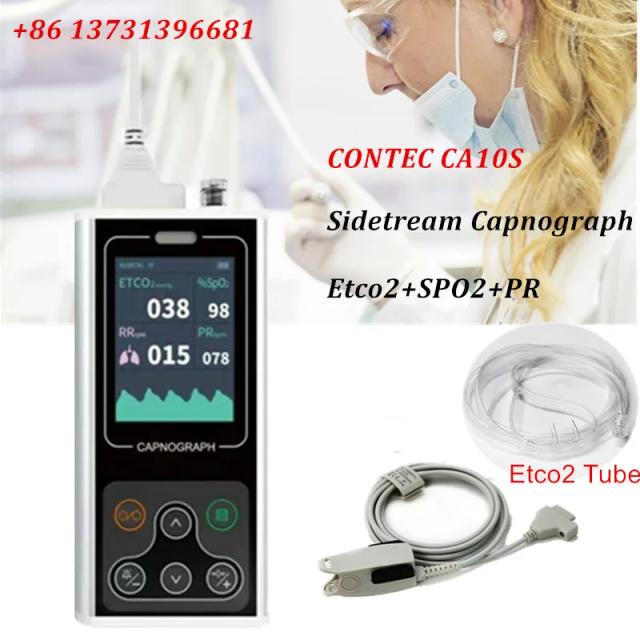 CONTEC CA10S Capnógrafo Monitor de Paciente CO2 SpO2 PR Respiratório 2.8" LCD