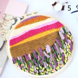 Kit de iniciante para bordado com padrão de paisagem, ferramentas de linhas coloridas e bordadas (sem aro), artesanato de arte e decoração caseira. faça você mesmo - Image 2