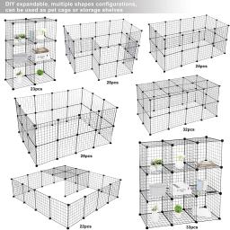 Pet cercadinho de metal cerca com porta, DIY gaiola casa para pequenos animais, gaiola dobrável, cobaias, hamster, coelho, cachorro, 36pcs - Image 2
