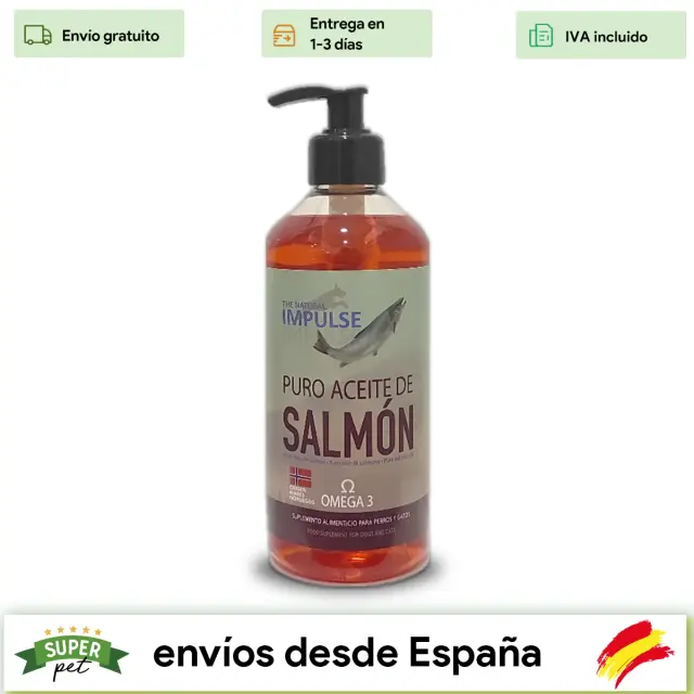 Suplemento Natural de Óleo de Salmão 500ml: Impulso Saudável para Cães e Gatos de Todas as Idades com Alto Teor de Ácidos Graxos