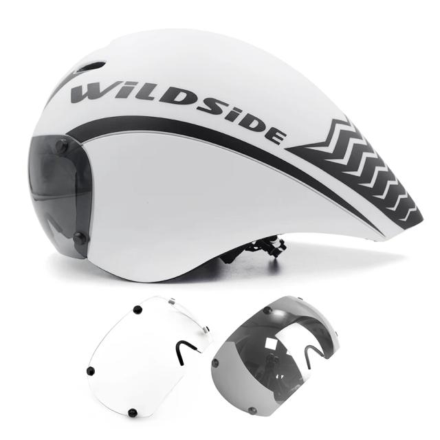 Wildside Capacete de Ciclismo TT Triathlon Aero Road Bike Corrida Timetrial com Goggles