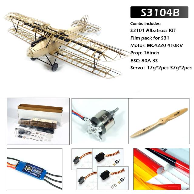 AEO S31 Albatross DIII Avião RC Madeira 1.8M Kit de Montagem