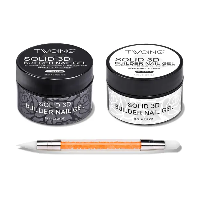 Twoing Gel de Unha Hard Gel Sólido Transparente Branco 15g