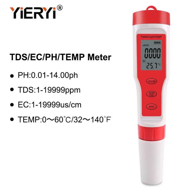 Yieryi Medidor Digital de Qualidade da Água PH/TDS/EC/Temperatura 4 em 1