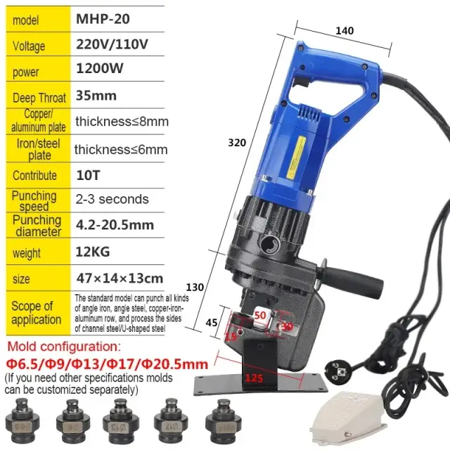 JB Máquina de Perfuração Hidráulica Elétrica Aço de Canal de Ferro 1200W