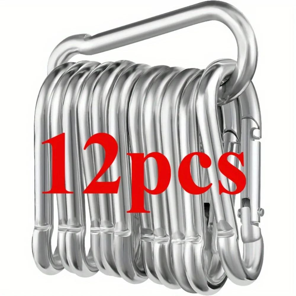 Conjunto de mosquetões de aço inoxidável de 12 peças, 6x60mm, capacidade de carga de 180kg, galvanizado resistente à ferrugem, multiuso para atividades ao ar livre - Image 1