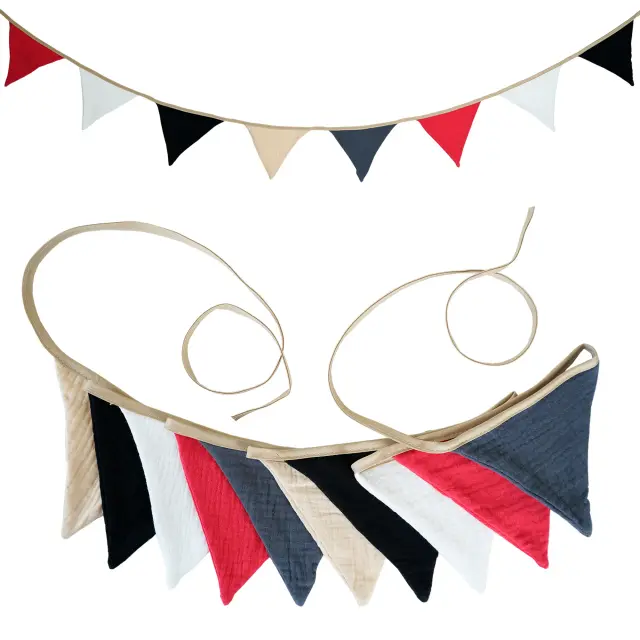 Bandeira de Tecido Bunting 2.6m 10 Flâmulas para Festas e Decoração de Berçário