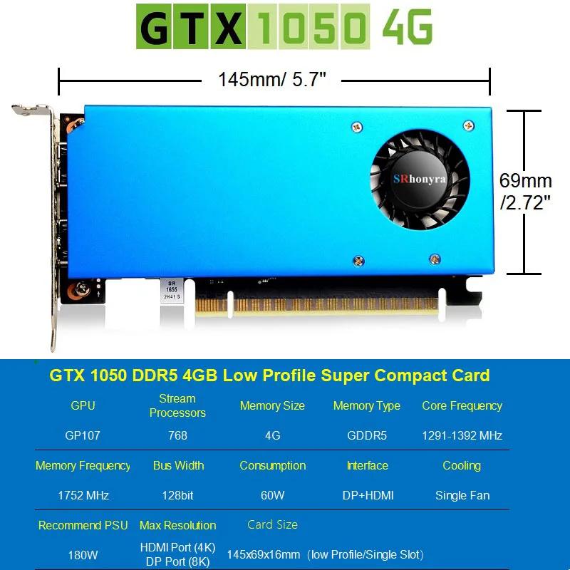 Placa Gráfica SRhonyra GTX 1050 de Baixo Perfil, 2/4GB GDDR5, Saída HDMI DP Compatível com SFF/Thin ITX/HTPC PC - Image 1