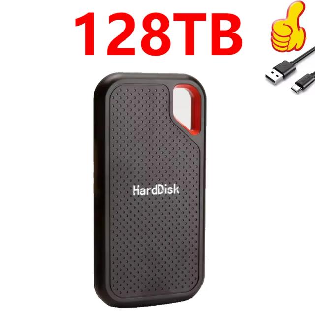 SSD Externo Ultrarrápido Mini à Prova de Choque 128TB/64TB USB3.2 Unidade Externa à Prova de Quedas 4TB/2TB Compatível com Celular/Laptop/Mac/PC