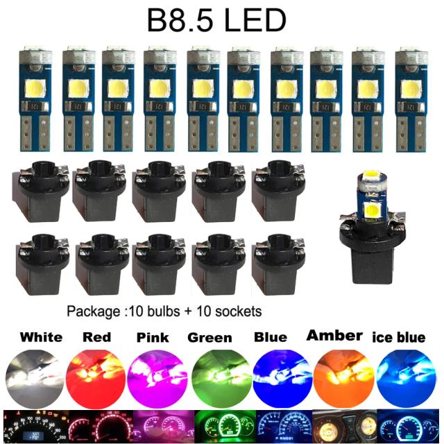 Lâmpadas LED Canbus T5 W3W W1.2W PC74 B8.5 para Painel de Carro e Moto - 10 Unidades