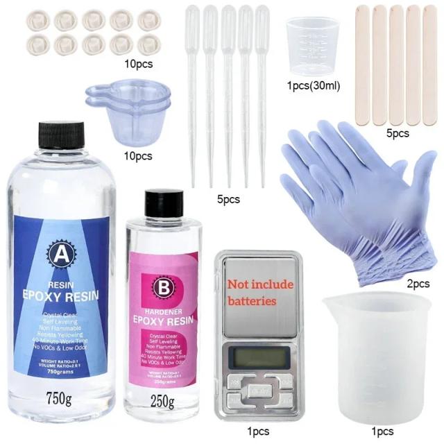 Kit Resina Epóxi Cristalina 3:1 Mistura Fácil para Artesanato e Joias