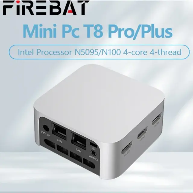 FIREBAT T8 Pro Mini PC Intel N100 Windows 11 16GB DDR5 512GB SSD 4K HD Dual Gigabit Ethernet