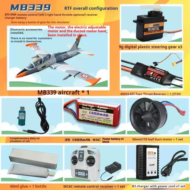Mb339 Avião RC 50mm Treinador de Combate Modelo de Asa Fixa Elétrica Kit/PNP/RTF Brinquedo Personalizado