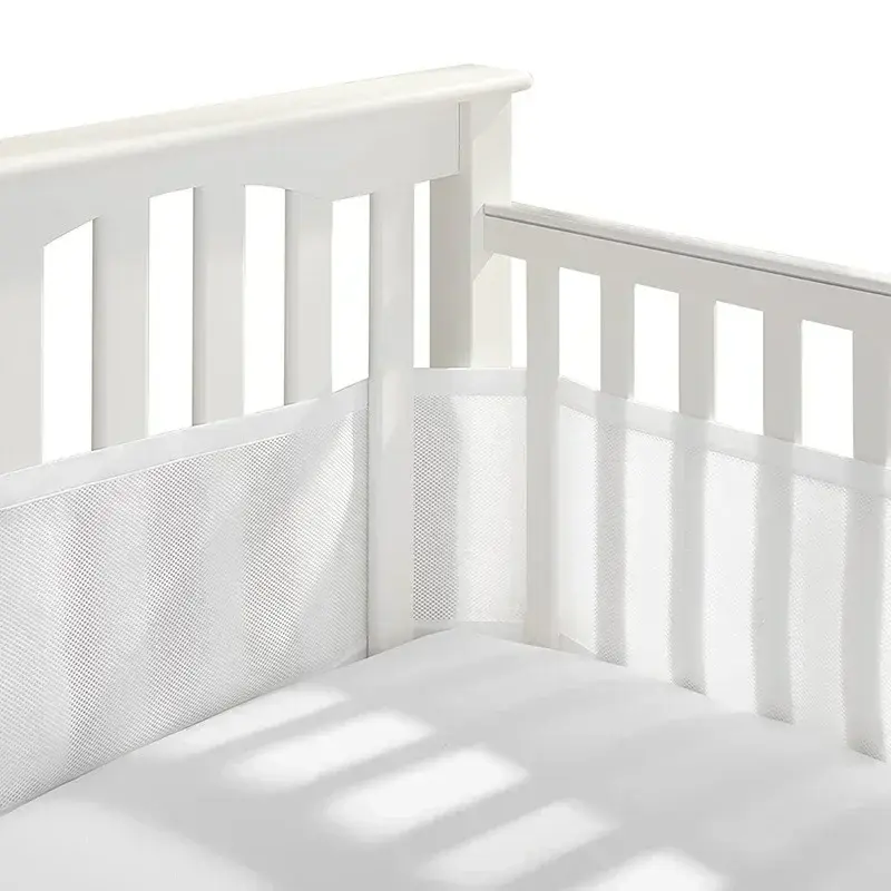 Forro de cama malha respirável, 4 Painel, Cerca Berço, Trilho de algodão, Engrossar pára-choques, Berço de uma peça, Em torno do protetor, Decoração do quarto - Image 1