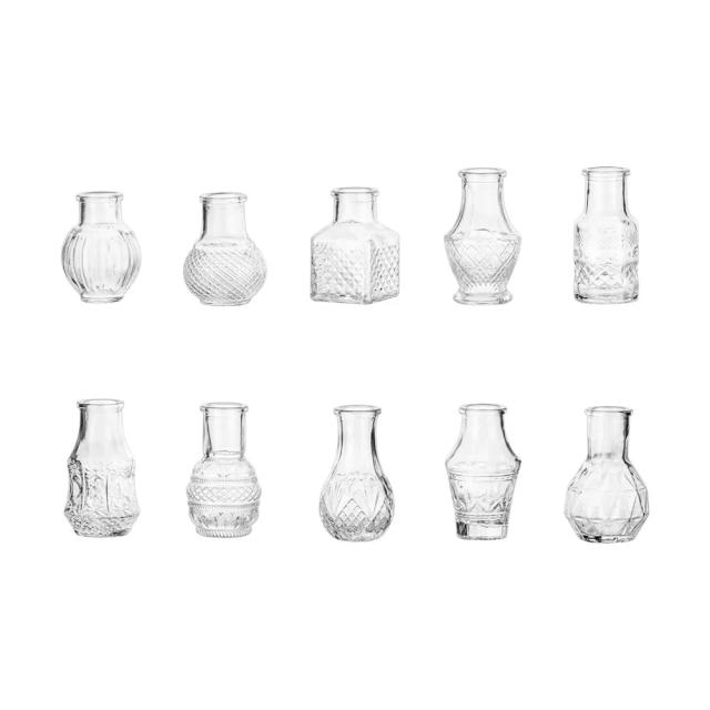 Conjunto 10 Vasos de Vidro Mini Retro Europeu Cristal Transparente 6.6-8.1cm