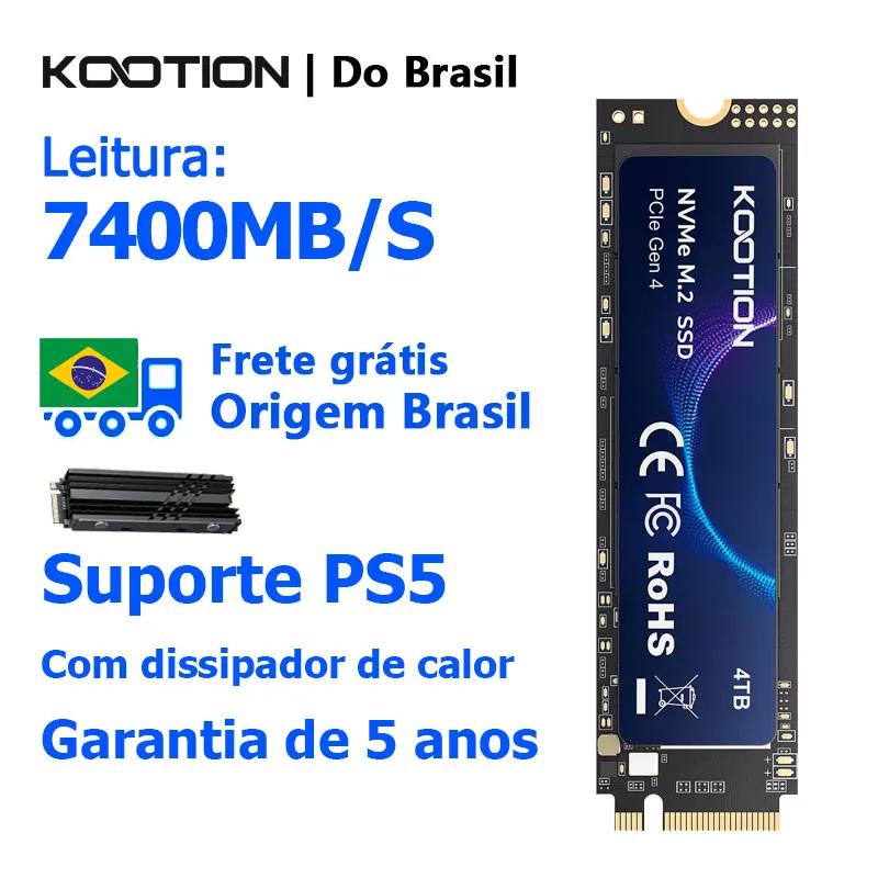 KOOTION NVMe SSD M2 4TB 2TB 7400MB/s SSD PCIe4.0x4 Gen4 M.2 2280 Unidade de Estado Sólido Interna para PS5 Slim Laptop Desktop - Image 1