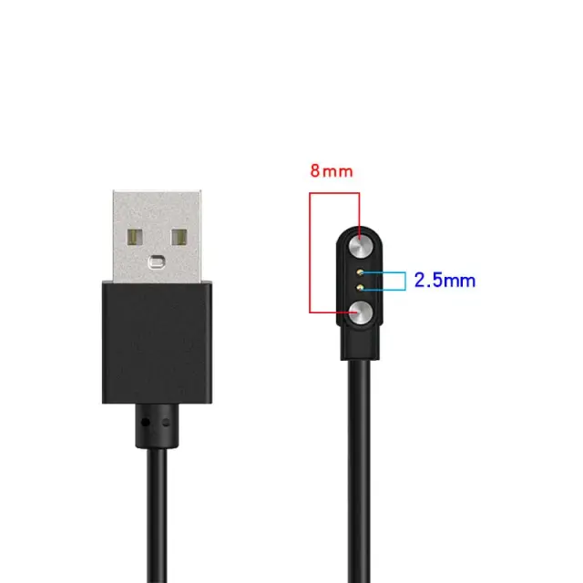 Adaptador Carregador Doca Smartwatch 2/4 Pinos Cabo USB 60cm Preto