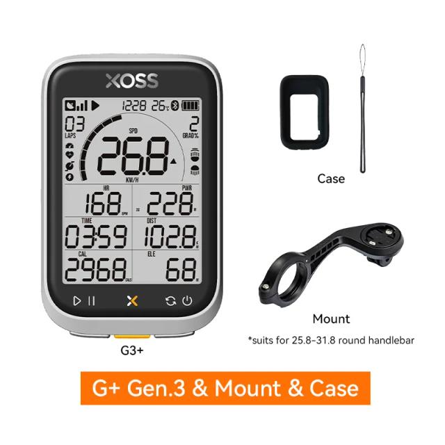 XOSS G+ GPS Computador de Bicicleta Geração 3 Medidor de Potência e Cadência 40h Bateria
