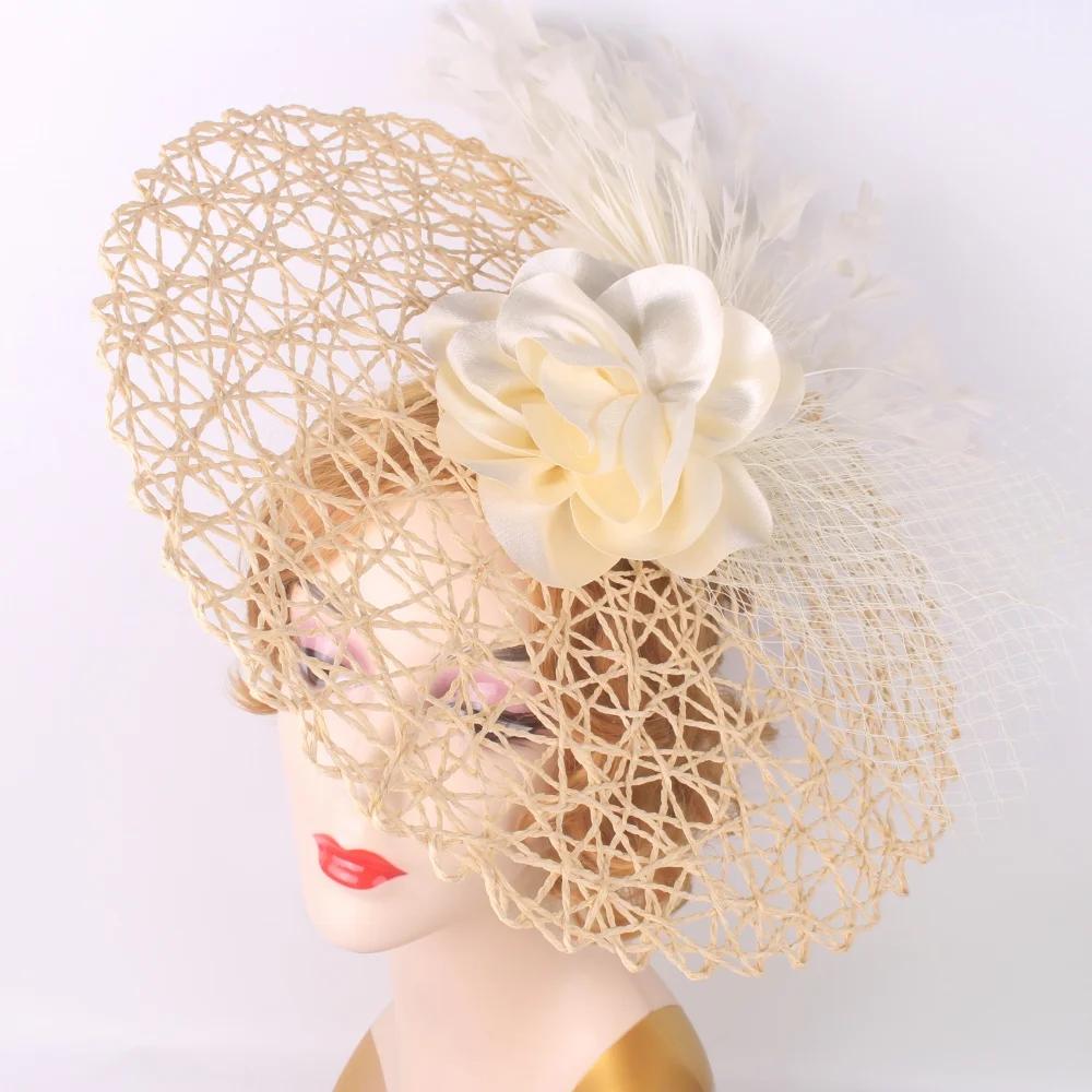 Novo fascinator casamento headpieces feminino flor headwear para igreja derby chapéu cocktail fascinators bandana nupcial pillbox boné - Image 1