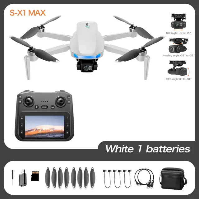 Drone S-X1 8K HD EIS com Tela 5G GPS Gimbal 3 Eixos