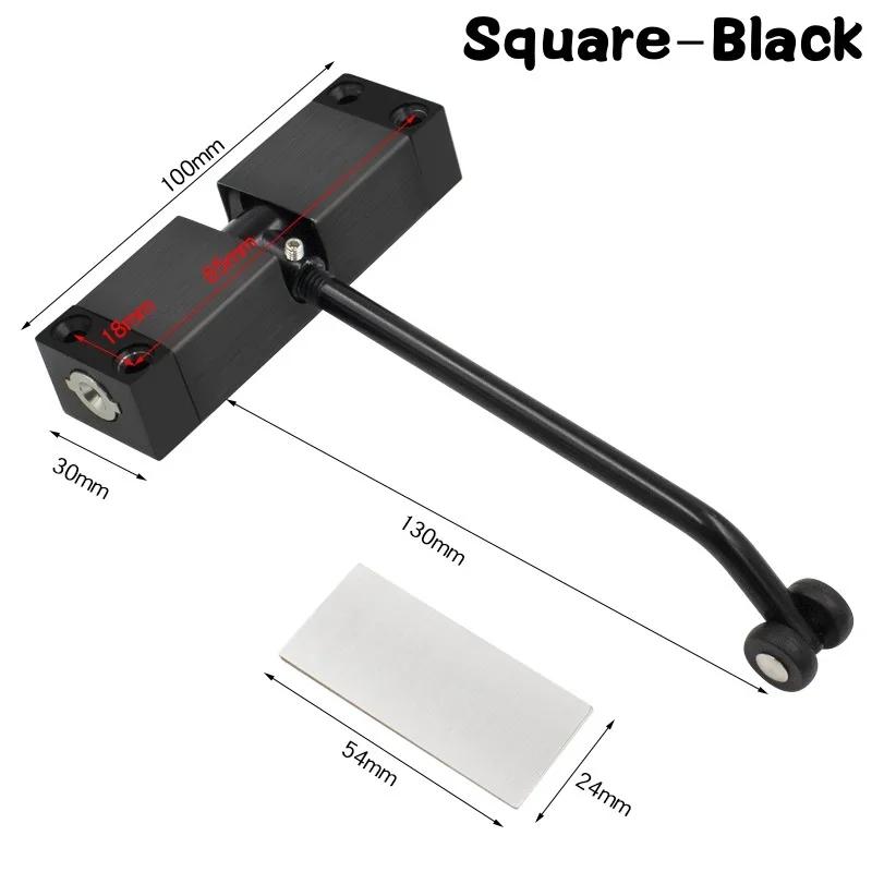 Todo preto/prata quadrado automático porta mais perto mola dispositivo de fechamento de porta força ajustável converter portas articuladas para auto-fechamento - Image 1