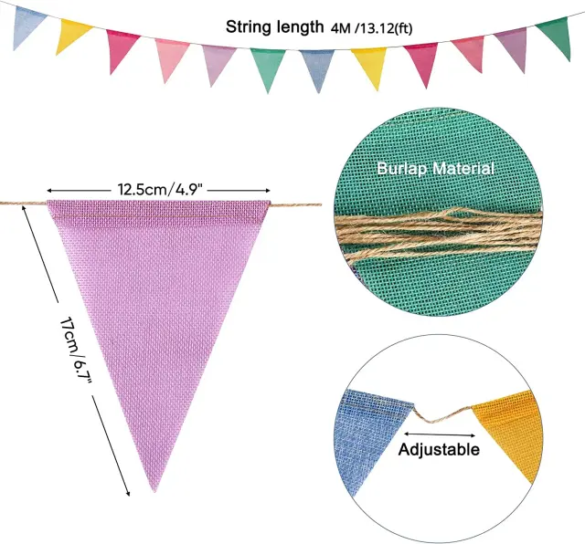 Bandeirinhas Coloridas Arco-Íris 4M (12 Peças) para Decoração de Festa