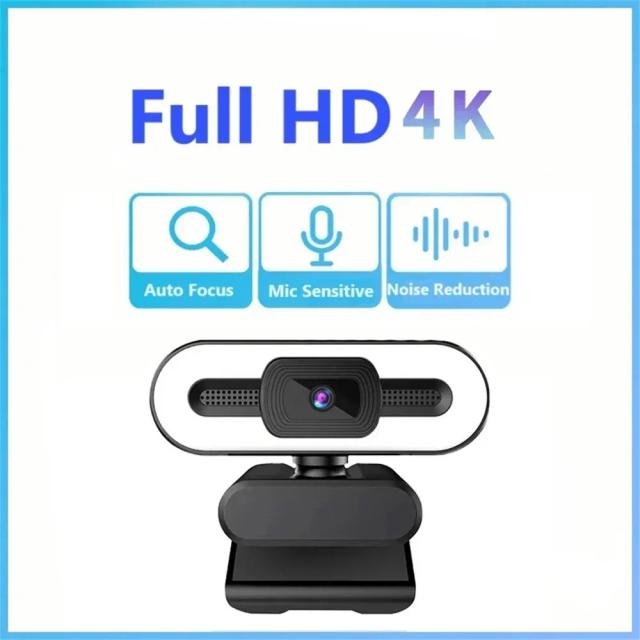 Webcam Portátil Full HD 1080P 2K 4K com Foco Automático e Microfone Integrado