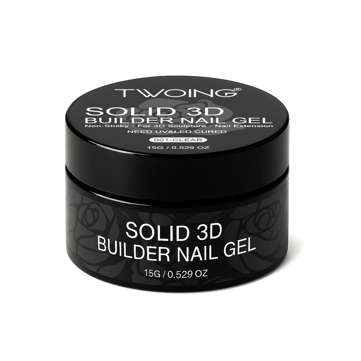 Twoing 15g transparente e branco antiaderente gel de extensão de mão 3d moldar escultura arte do prego gel duro sólido para unhas falsas - Image 1