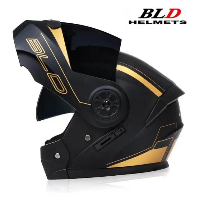 BLD Capacete Modular Flip Up Duas Lentes para Motocross e Corrida - Unissex Adulto