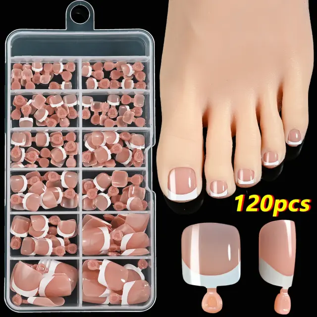 100 Peças Unhas Quadradas Curtas Brancas para Verão