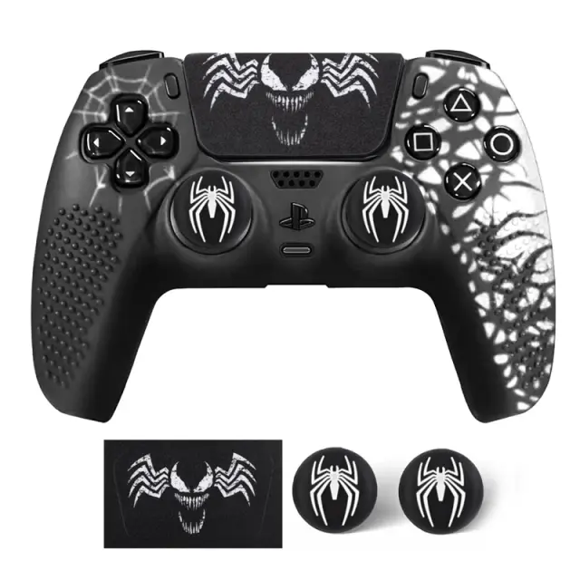 Capa Silicone para Controle PS5 Dualsense 5 com Adesivos Touchpad e Botões