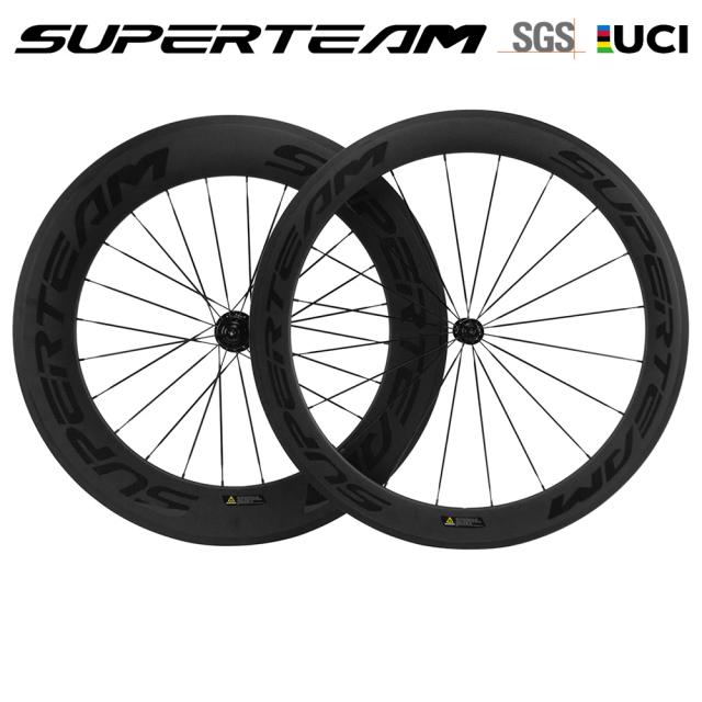 SUPERTEAM Rodas de Carbono Clincher 700C 60/88mm 3K Fosco para Bicicleta de Estrada