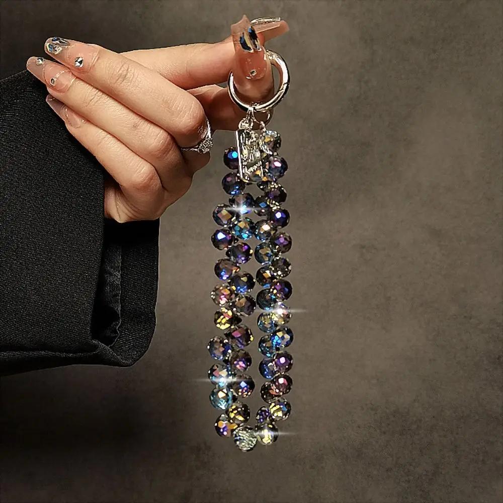 Cordão colorido para celular, corrente elegante com glitter, pingente de contas de cristal, chaveiro, bolsa de joias, acessórios, chaveiros brilhantes - Image 1