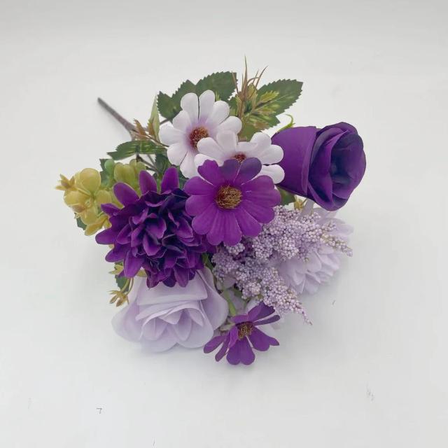 Flor de Hortênsia Rosa Artificial com 7 Hastes para Decoração de Casamento