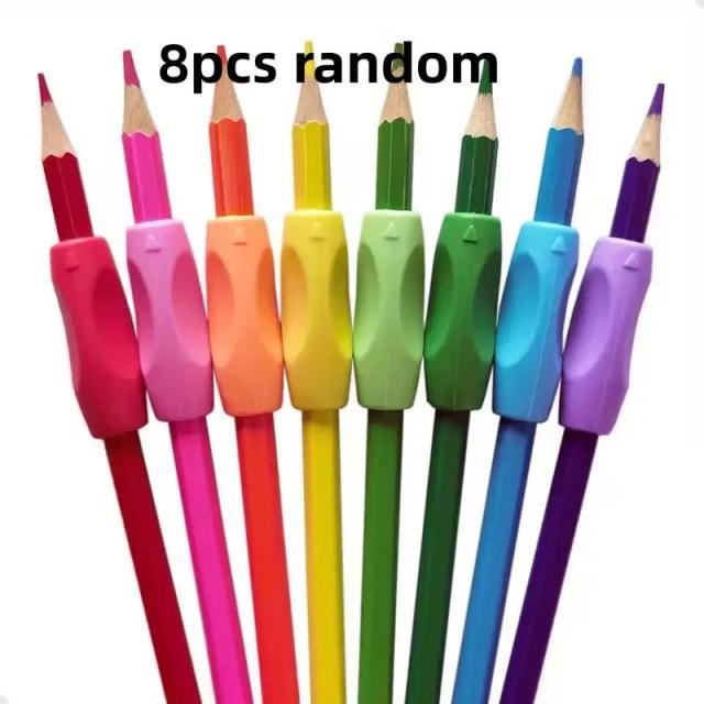 Apoio de Silicone para Lápis Ergonômico Ajustável para Correção de Postura ao Escrever Kit 8 Peças