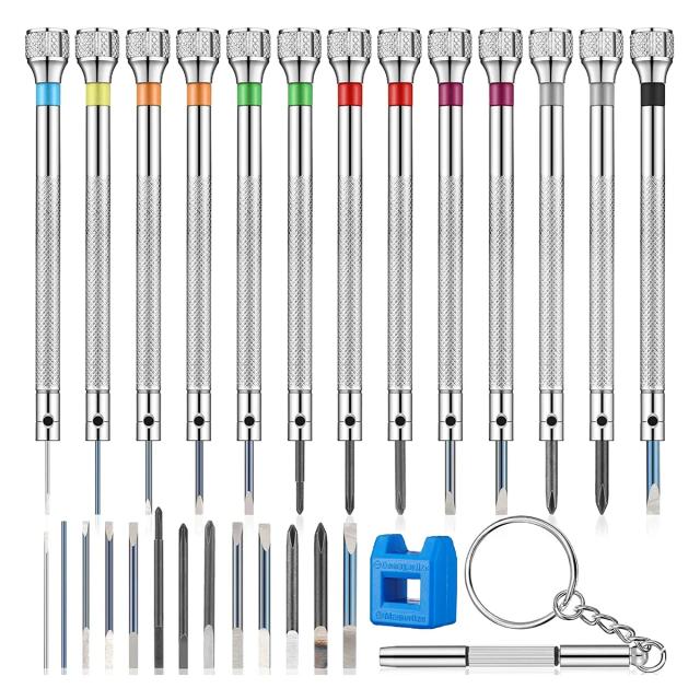 Conjunto de Chaves de Precisão 0.6-2.0mm Kit Micro Cruzadas para Reparo de Relógios Óculos Joias