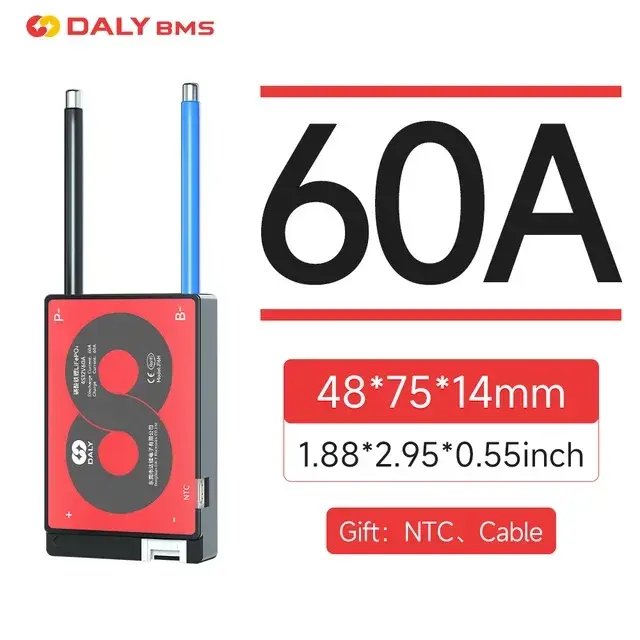 Daly BMS 8s 16s 24v 48v 40a 60a Lifepo4 Li-ion Bateria com Tela LCD e Bluetooth