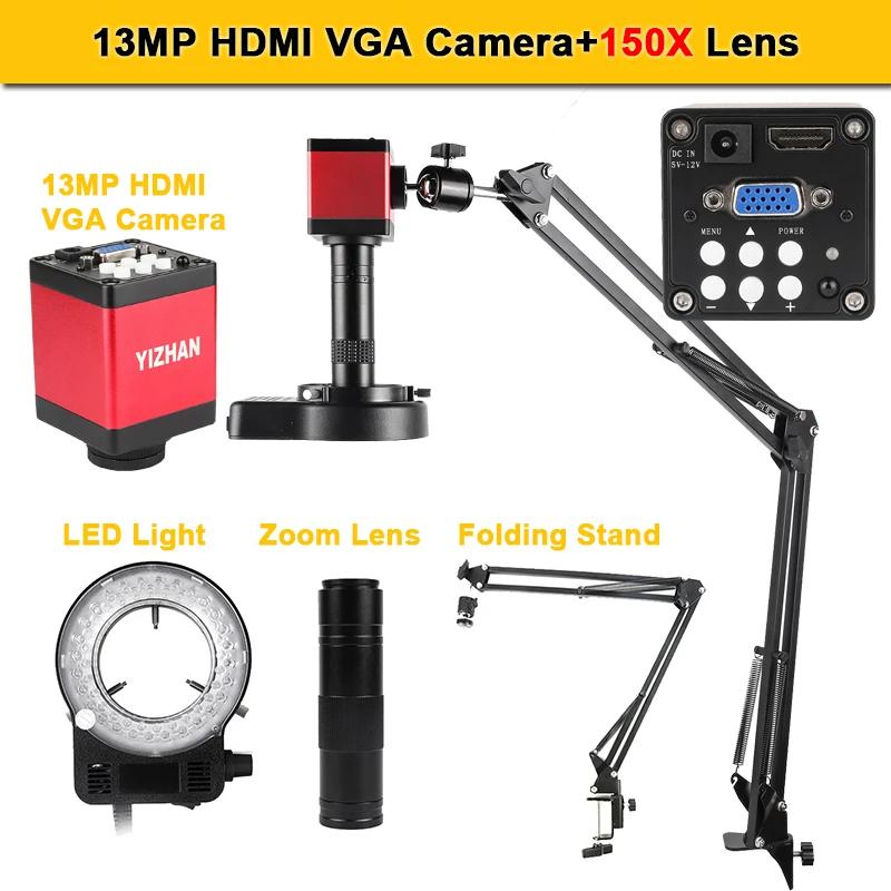 Microscópio de solda com lente zoom 1-150X HD 4K 48MP 1080P Câmera industrial Tipo C HDMI Vídeo Microscópio digital para eletrônicos - Image 1