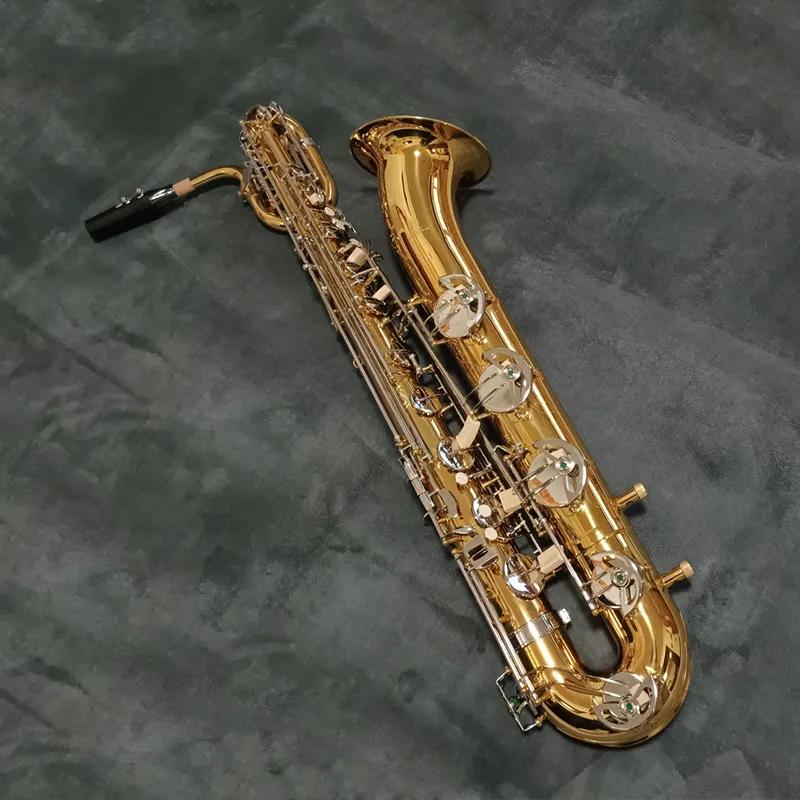 Saxofone barítono de alta qualidade e plano banhado em latão instrumento de sopro profissional com estojo acessórios para sax - Image 1